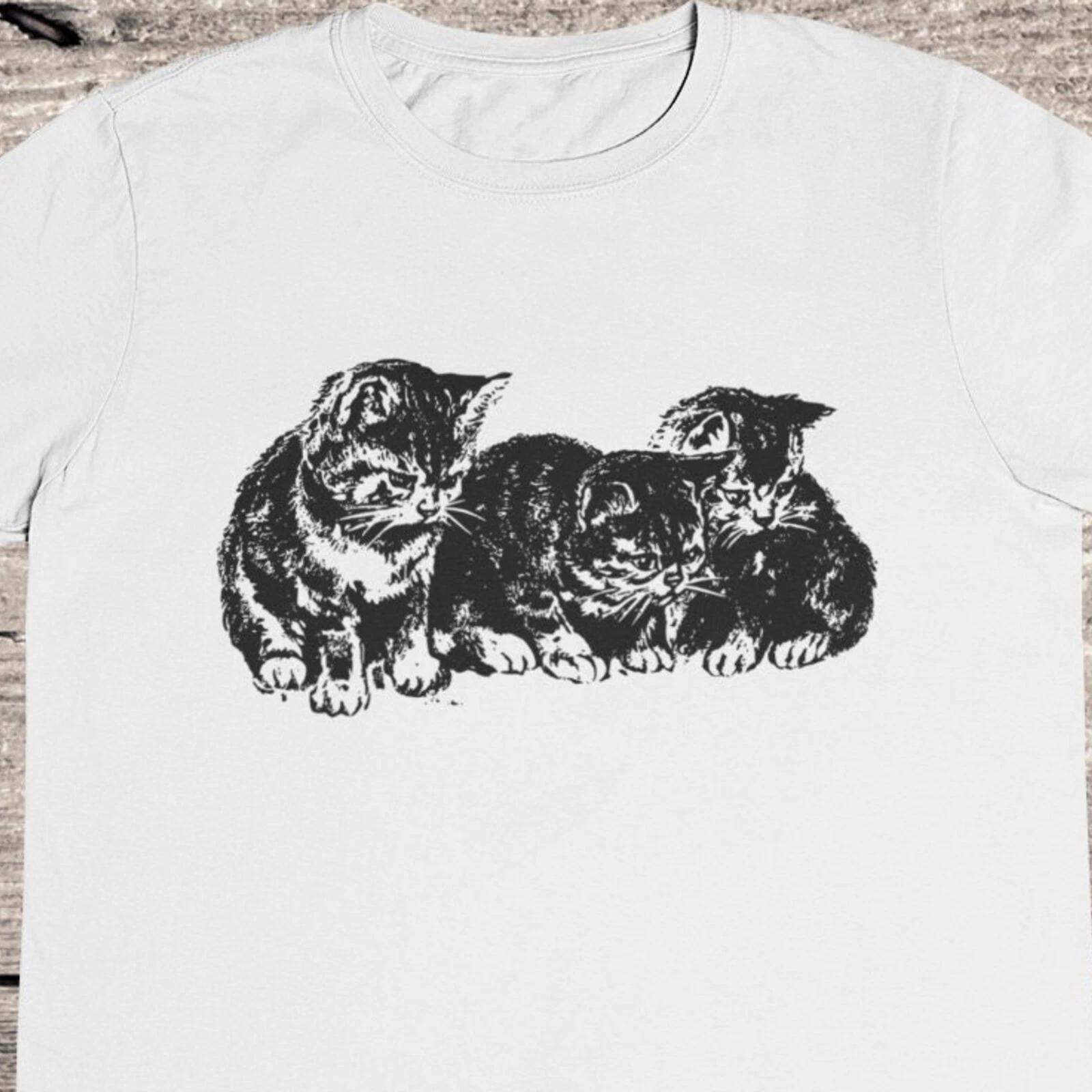 Men s and Women s T-shirts Kitty Cats Drawing T shirt / %100 Cotton / Baby Cat / Retro Cats / Kitty XS