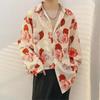Retro Hong Kong Style Men's Floral Shirt Casual All-Match Jacket Japanese Korean Style Trendy Spring Autumn Fashion