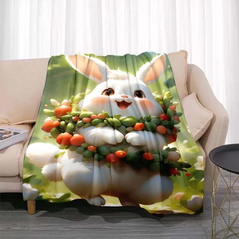 3D Cartoon rabbit pattern printed blanket for living room bedroom home decor children's room bed blanket picnic blankets Luxury