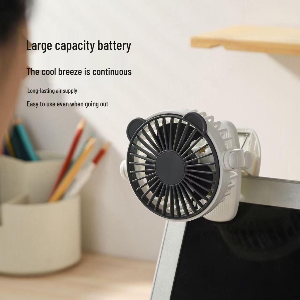 Compact USB-Powered Silent Desk Fan with Three Speeds and Clip Option for Students and Offices