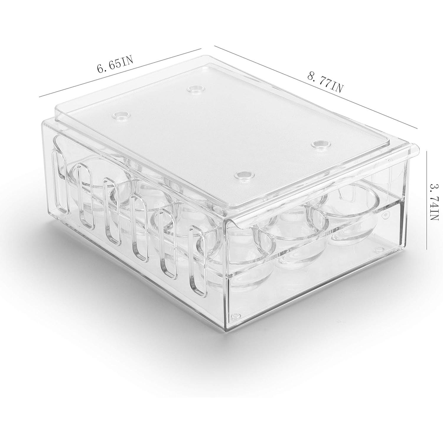 Stackable Transparent Egg Holder for Refrigerator Organizer Bins Eggs Container 12 Egg Tray for Kitchen Storage 12 Slot Egg