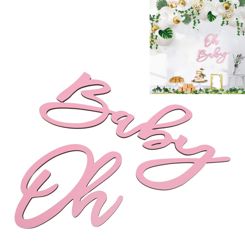 Oh Baby Dřevěná cedule Oh Baby Sign Výřez pro Gender Reveal Párty Dekorace do školky