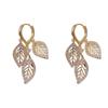 Euro-American Luxury Zirconia Leaf Tassel Earrings for Women - Unique, Shiny, and Stylish Design