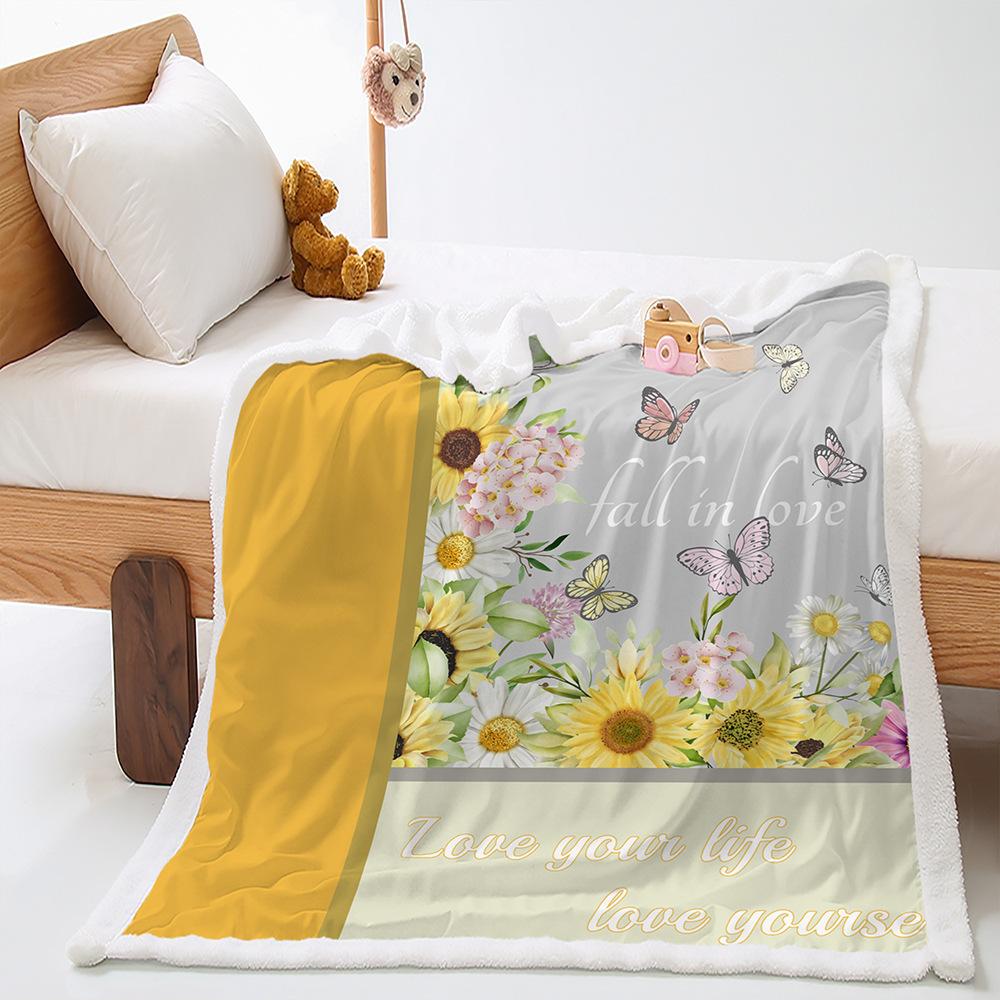 Blanket Sunflower Animal Geometric Blanket Lamb Fleece Crystal Fleece Blanket Four Seasons