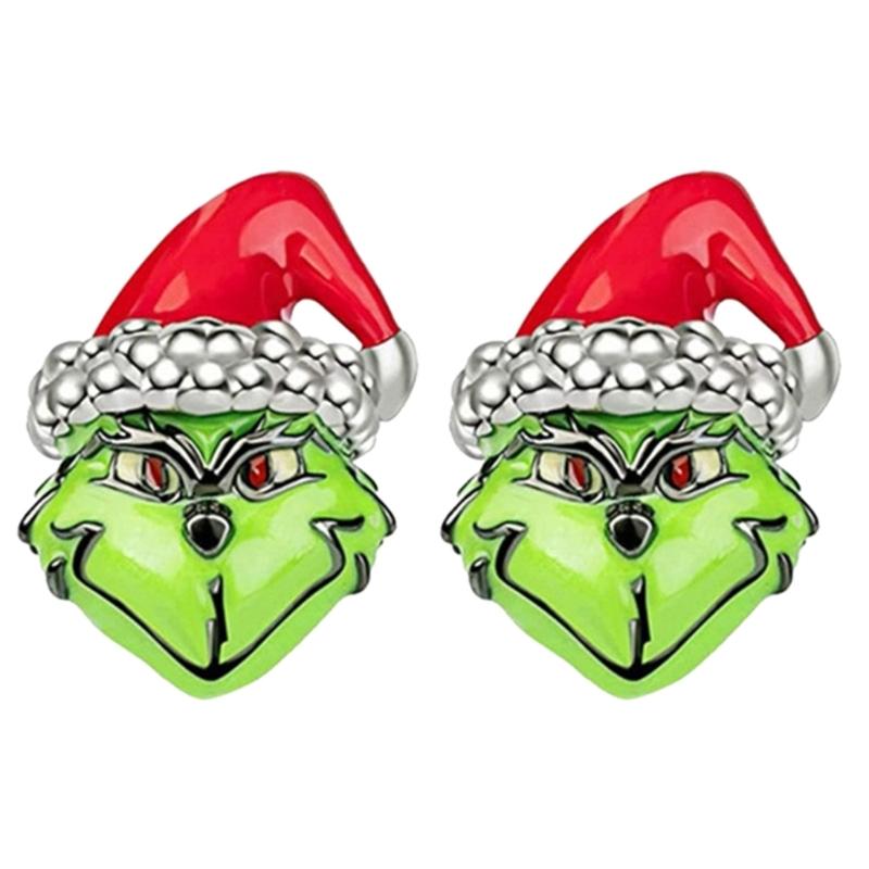 

Green Monsters Drop Dangle Earrings Christmas Themed Ear Pendants Hand Shape Trendy Earwears Ornament for Daily Wear