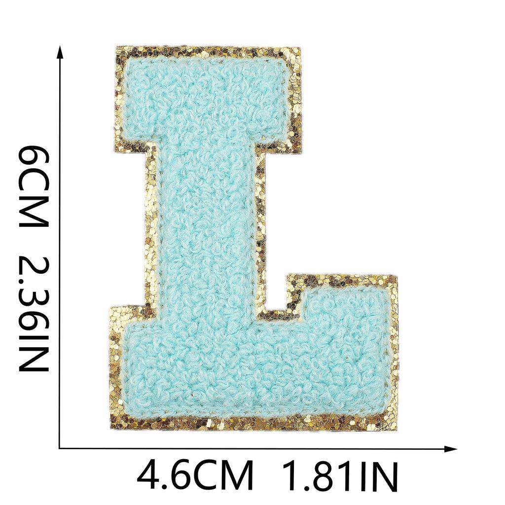 6Cm Towel Embroidery Lake Blue English Letter Embroidery Cloth Sticker Bag Decoration Patch Sticker Ironing Number Sticker