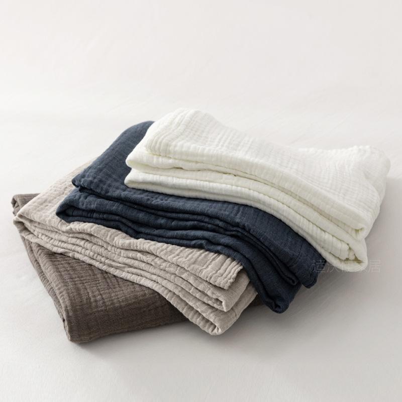 Japan Quality Cotton Gauze Towel Blankets Thin Blue Quilt for Double Queen King Bedspread On The Bed Sofa Cover Bedroom Coverlet