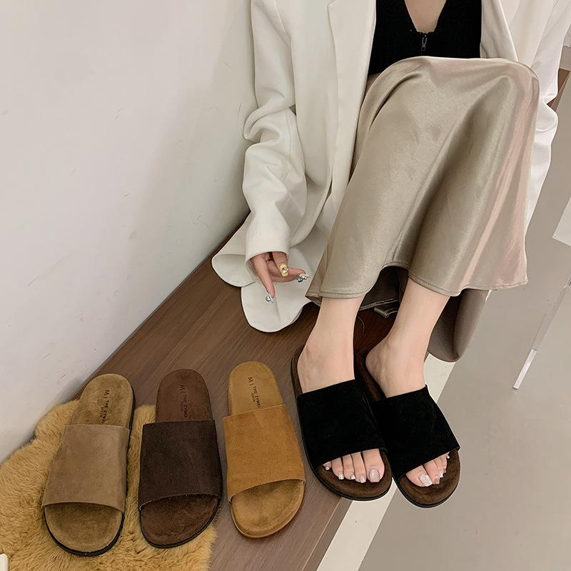 Leather Bobo slippers women's summer wear new Bobo shoes flat cool slippers seaside vacation one-word