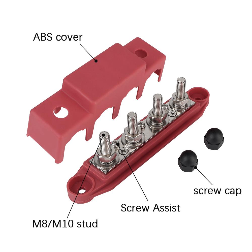 Caravan RV Power Distribution Block 4 Ways 48V 250A DC Bus Bar Electro Junction For Boat Truck Car Accessories M8 M10 StudsGood Product
