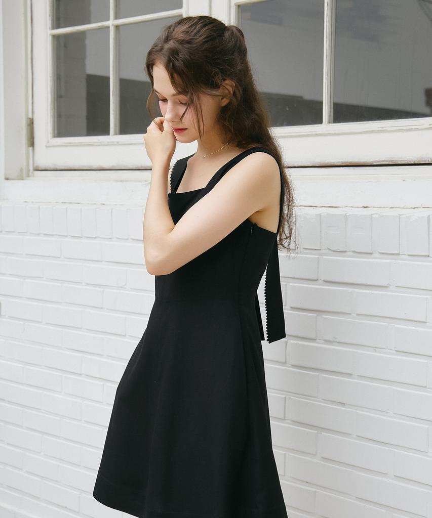 VEM.VER Lace Trim Sleeveless Dress_Black