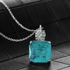 Tancise Jewelry 925 Silver Sea Ocean Blue Pendant Chamfered Square 15 * 15 Lucky Necklace 40 + 3