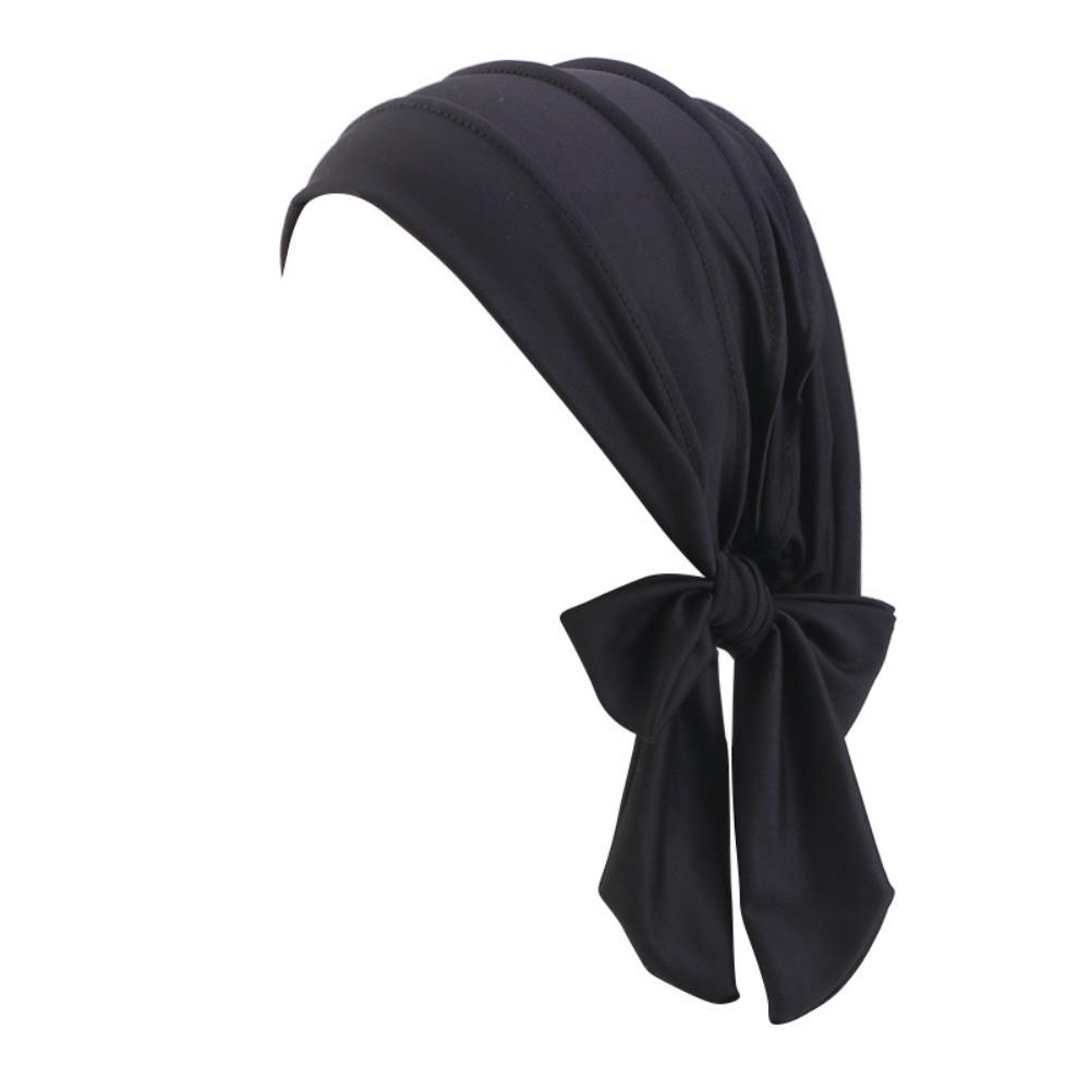Дышащая шапка-платок Однотонная внутренняя шапка Удобный хиджаб Повседневный чёрный