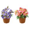 Artificial Pansy Flower Decorative Bouquet Small Home Ornament Silk Floral Arrangement Purple Orange 17cm