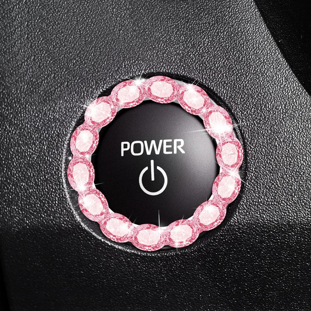Rhinestone Car Engine Start Stop Decorative Ring Ignition Engine Button Diamonds Ring Stickers Ignition Ring Interior Decoration