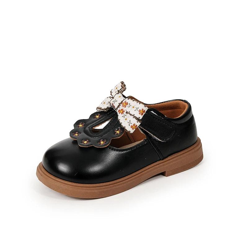 

Little Girl Leather Shoes Hollow-out Chic Children s Flats Spring Autumn Kids Fashion Causal Walking Shoes Sweet New Versatile 20 чёрный