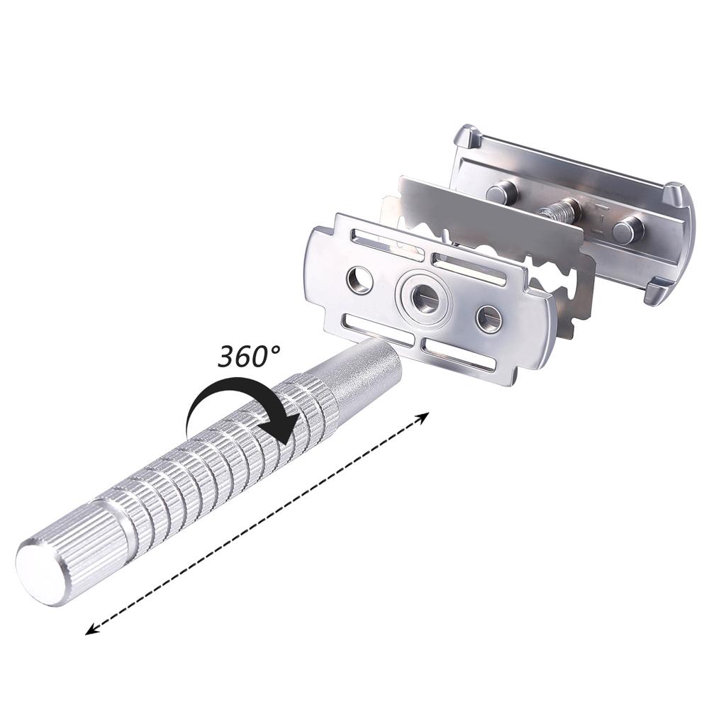 Kurzer Griff Aluminiumlegierung Klassischer Sicherheitsrasierer Doppelklingen-Rasierer für Männer mit 5 Super-Klingen