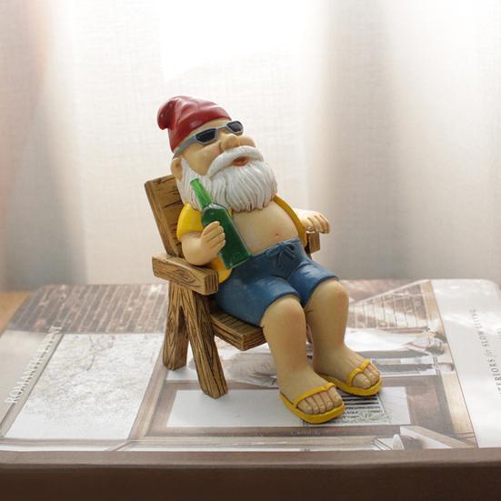 IStatue Gnomi Nudi Su Sedia A Dondolo - Confezione Da 2 Statuine In Resina Con Dito Medio, Decorazione Umoristica Per Giardino E Casa