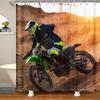 Dirt Bike Shower Curtain Boys Bathroom Bathtubs Motocross Rider Extreme Sports Bath Mountain Curtains Polyester Perfect For