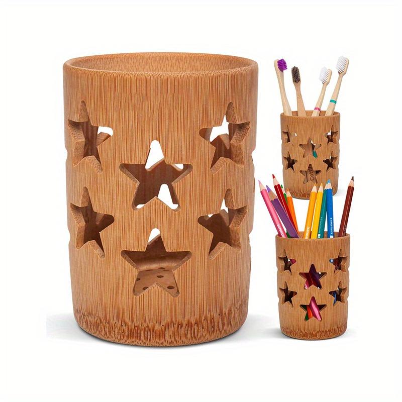 Bambus-Zahnbürstenhalter für Badezimmer, Zahnbürstenbecher mit Drainage, schnelltrocknender Badezimmerbecher, Zahnpastahalter, abbaubarer Becher