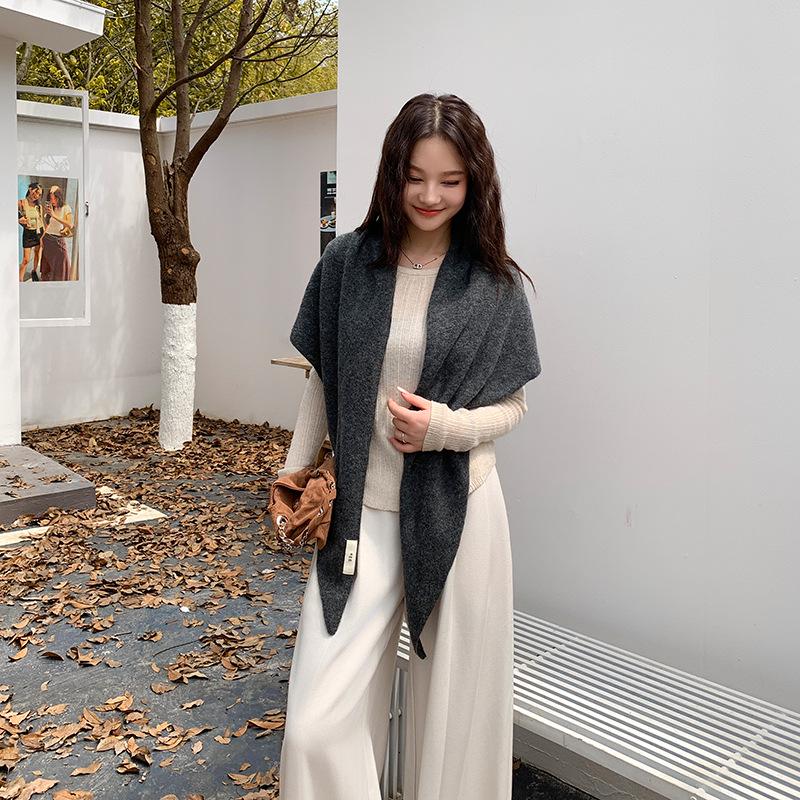 Women's Luxury Knit Shawl: Light, Versatile Solid Color Triangle Scarf & Cardigan for Spring/Autumn