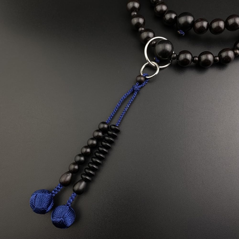 WONDERFUL LOTUS Mala Beads for Jodo Sect Prayer Silver Thirty Thousand Jodo Buddhist Prayer Prayer Stylish Buddhist Head Gift Blue