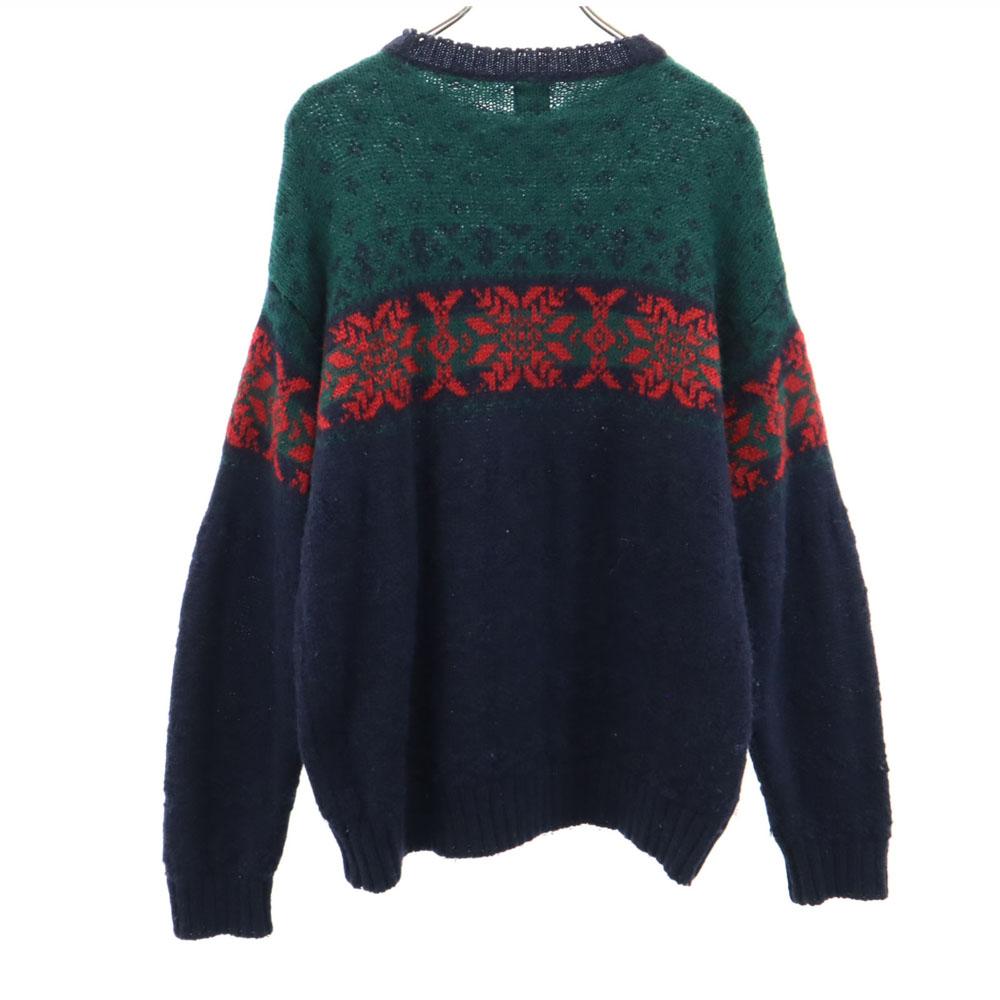 GAP 90s Wool Old Nordic Pattern Long sleeve sweater M Navy other knit Men's Used