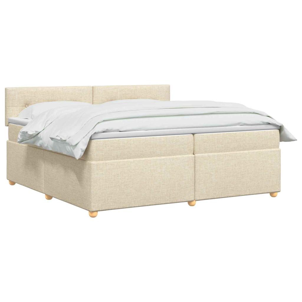 Box Spring Bed with Mattress Cream 200 x 200 cm Fabric