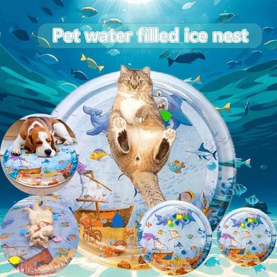 Tappetino Sensoriale ad Acqua Ispessito Sensoriale Gioco Acqua Sensore Tappetino per Gatti Forniture per Animali Domestici Pulizia Tappetino Rinfrescante Estivo Gatto Animali Domestici Accessori
