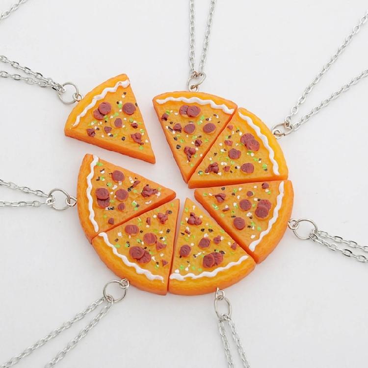 7Pcs Fun Pizza Pendant Necklace/Keychain Accessory for Daily Wear Dates Parties