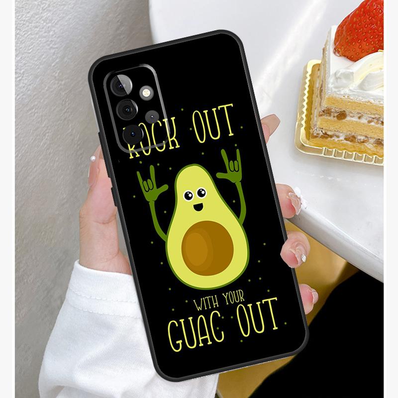 Funny Cartoon Avocado Case For Samsung Galaxy A55 A35 A15 A14 A34 A54 A73 A53 A33 A23 A13 A12 A32 A52 A51 Cover