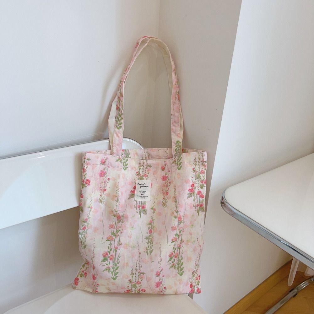 Korean Style Women's Shoulder Bag Cute Shopping Bags Makeup Bags Floral Handbag  Students
