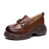 The first layer of cowhide loafers for women's 2025 spring new leather retro British style thick-soled one-pedal muffin shoes for women