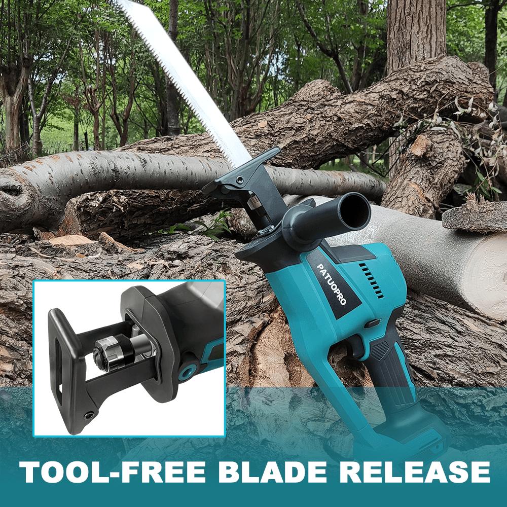 PATUOPRO Brushless Cordless Reciprocating Saw With 4pcs Saw Blades Cutting Wood Metal PVC Pipe Power Tool For Makita 18v Battery