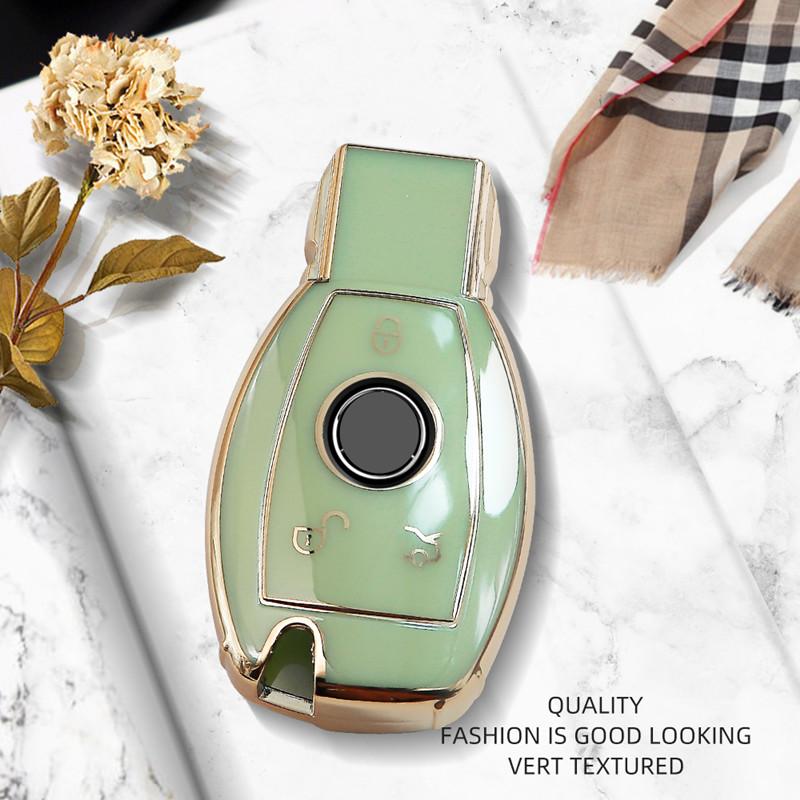 

Роскошный чехол для удаленного ключа с золотым краем для Mercedes Benz CLS GLA GL R SLK GLK AMG ABCES Class брелок для автомобиля C Only Key Case