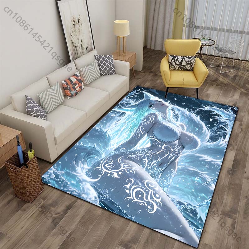 

Fox eared woman moonlight splashes glowing tattoos Print Carpet for Living Room Bedroom Sofa Home Decor Non-slip Mat Luxury Gift 40x60cm