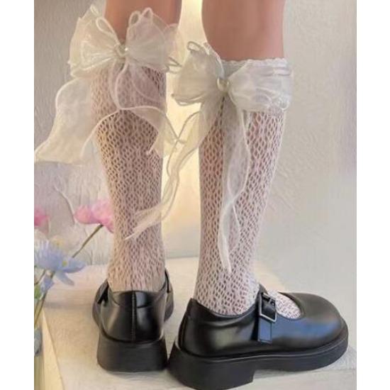Girls Socks Hollow Out Thin Section Three Yarn Knot Love Princess Baby Socks Lolita Stockings