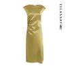 ELLASSAY Elegant Triacetate Waist-Cinching Midi Dress
