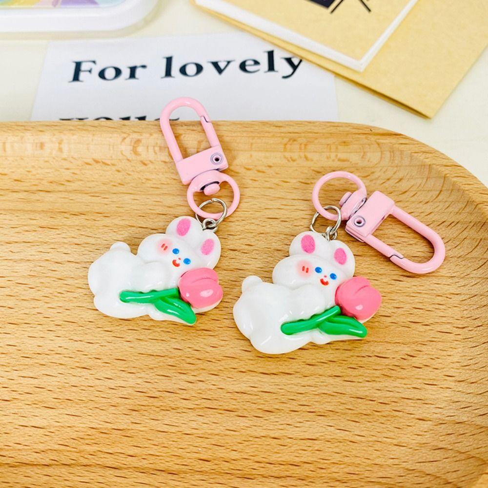 Pendant Cute Versatile Keychain Cartoon Bunny Tulip Bunny Keychain Bag Charm Child Girls Gifts