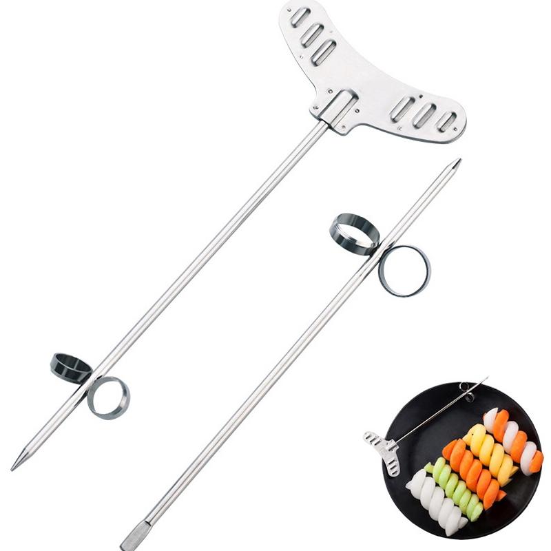 

2Pcs/set Manual Spiral Screw Slicer Stainless Steel Wire Potato Carrot Cucumber Vegetables Spiral Knife Carving Tool