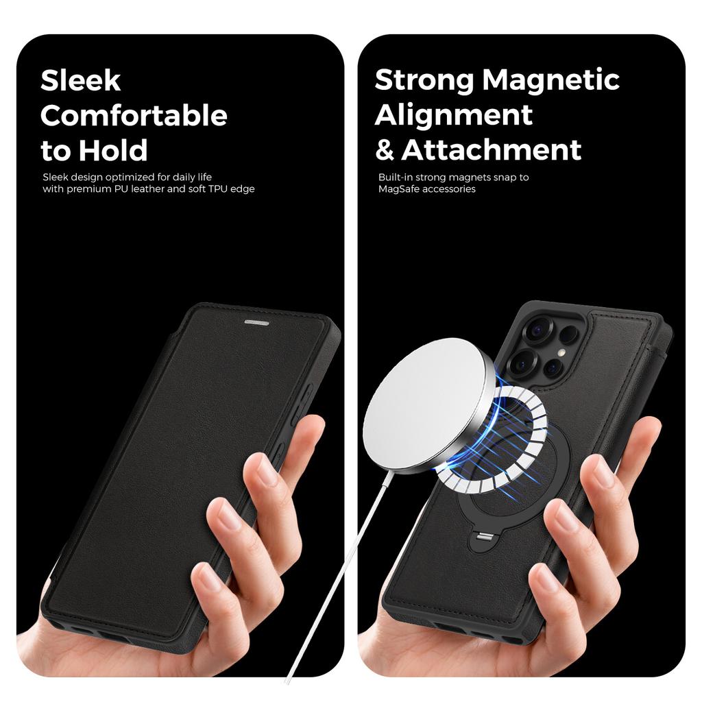 Magnetic Phone Case for Samsung Galaxy S26 Ultra S25 Edge S24 Fe S23 Plus S22 A36 A56 A57 A55 A17 A26 Card Holder Leather Cover