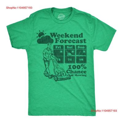 Mens Funny T Shirt Weekend Forecast 100 Chance Of Mowing Sarcastic  Vintage Washed Versatile Comfortable Designer Clothes