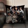 A-Ateez Kpop Style Cushion Cover Natural Linen Organic Fabric Double-Sided Printing Sofa Home Decor Gift Pillow Case