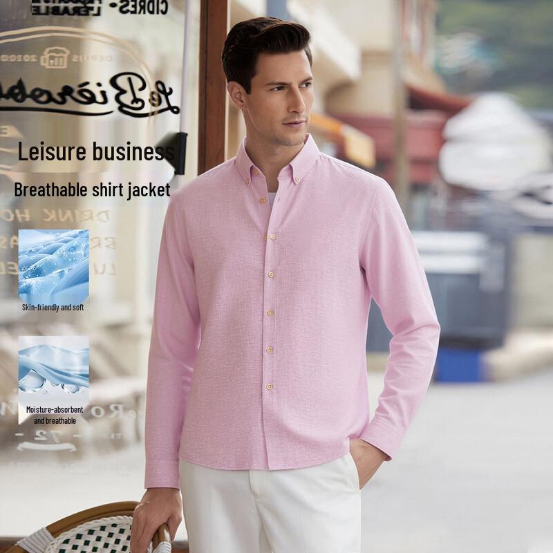 POLOMEISDO Men s Long Sleeve Casual Business Shirt 185/112A