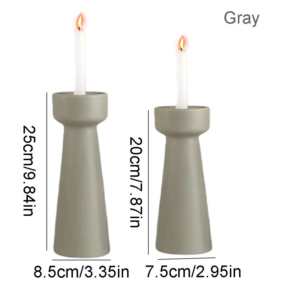 Lujoso juego de 2 candelabros de pilar Contenedor de vela perfumada Candelabros de cerámica para velas cónicas Grandes Pequeños Adorno de yeso Decoración artística para el hogar Regalos de boda