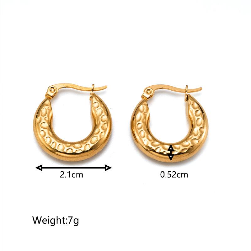 European and American Gold Combination Set Stainless Steel Earrings, Simple Trend Women's Geometric Retro Titanium Steel Earrings