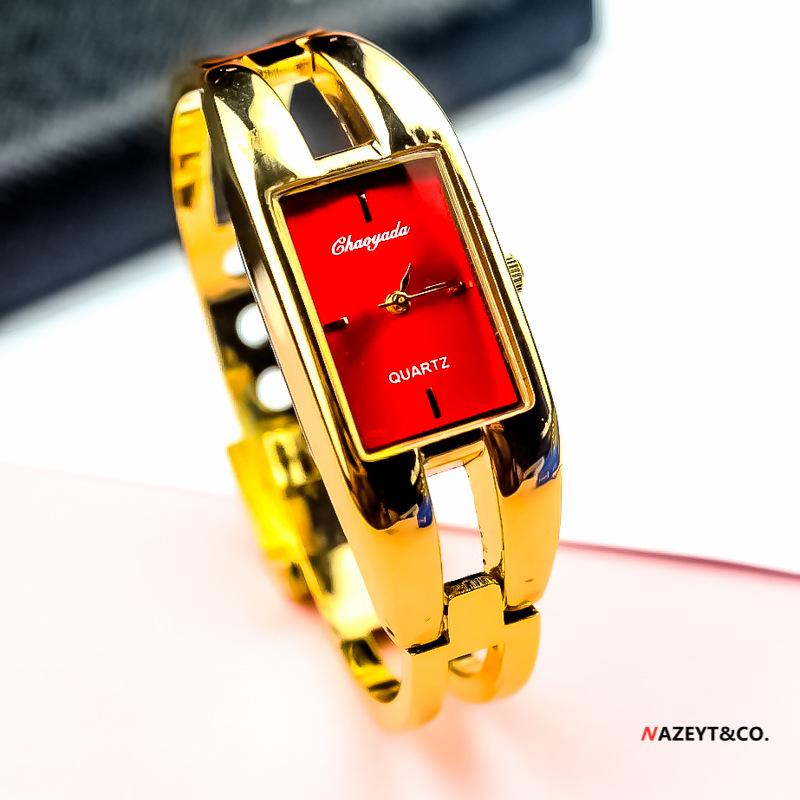 Stylish Women's Square Bangle Quartz Watch with Steel Band for Girls