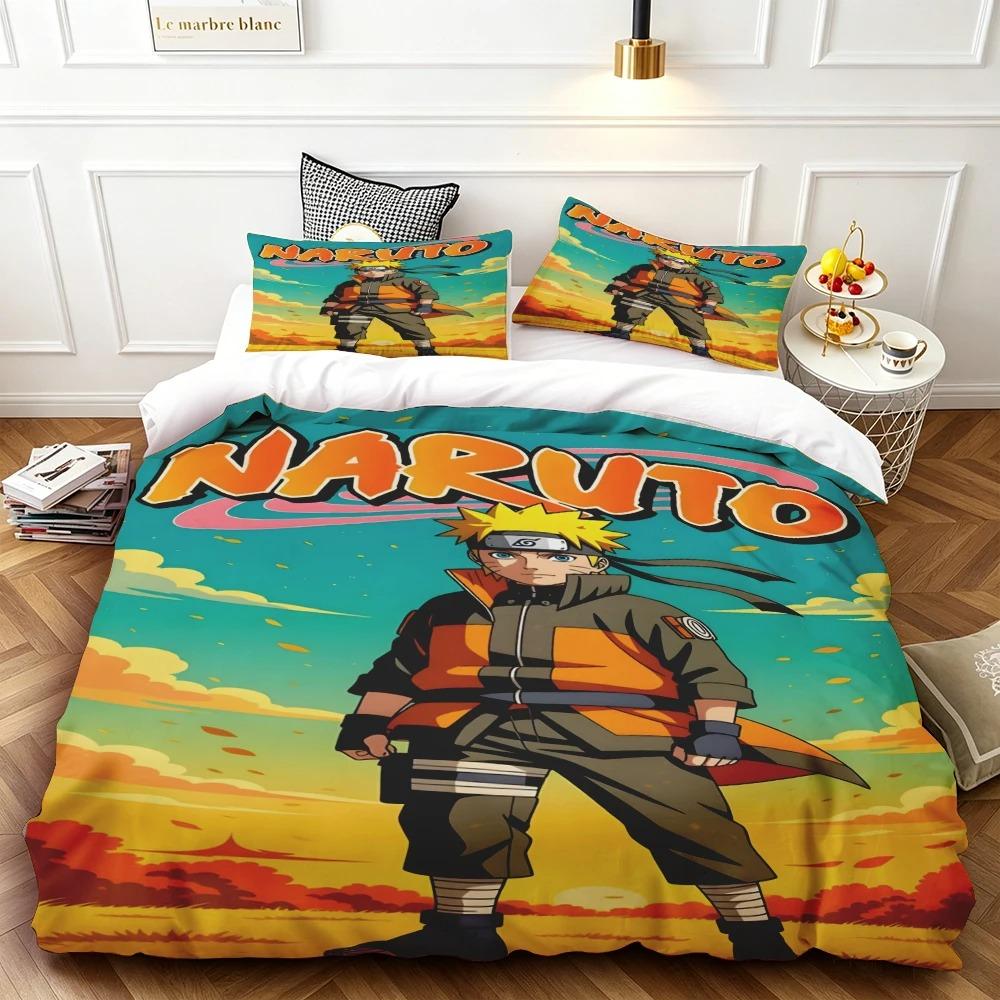 Hot Sale Anime Uchiha Naruto Uzumaki Red Cloud Bedding Sets Household Quilt Duvet Cover Itachi Home Textile Bed Suit Kids Gift