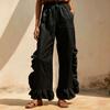 Women Fashion Ruffled Patchwork Versatile Casual Loose Wide Leg Pants