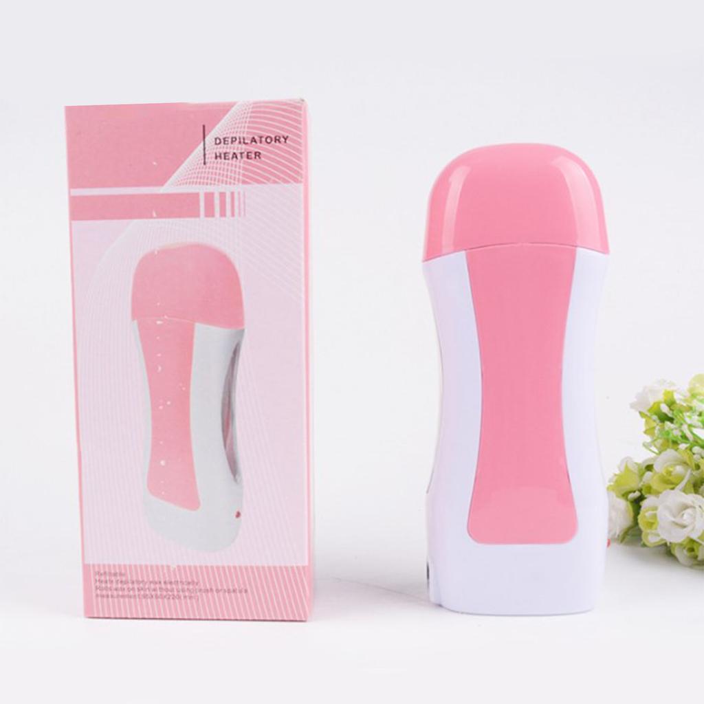 Electric Roll On Wax Heater Portable Hair Removal Depilatory Wax Heater for Sensitive Skin Pink