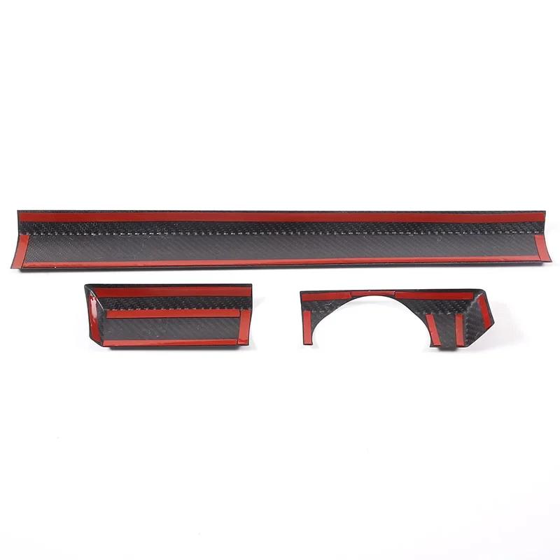 For Porsche Cayenne 958 2011-2017 Real Carbon Fiber Car Center Console Dashboard Decorative Cover Trim Sticker Accessories 3pcs